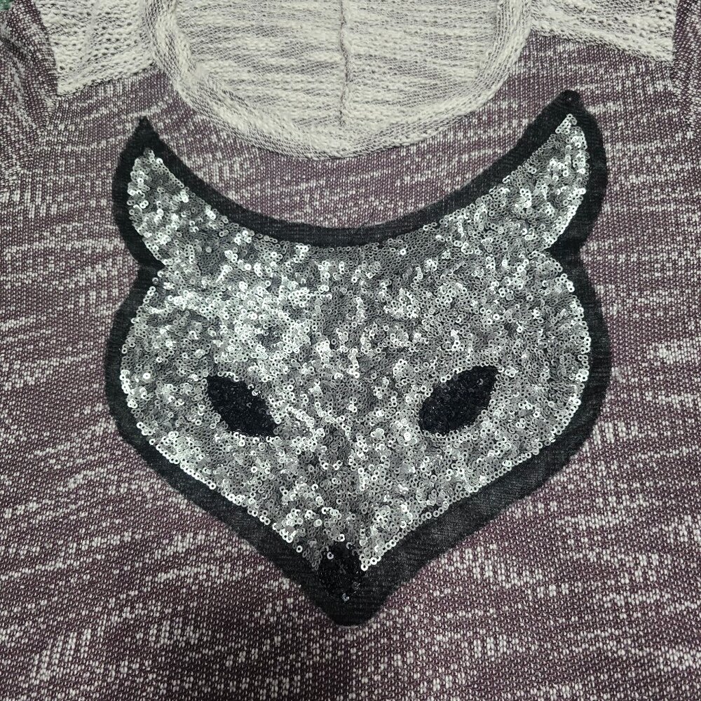 Avenue Sequin Fox Sweater Long Sleeve Scoop Neck Plus Size